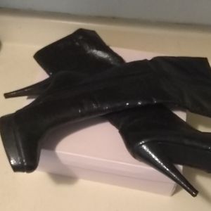 Snake print platform boots